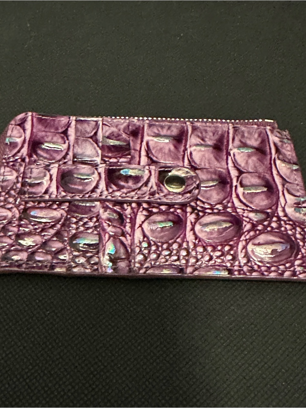Sale Brahmin Passion Purple Lennon Croc-Embossed Zip Wallet EUC - Picture 2 of 3